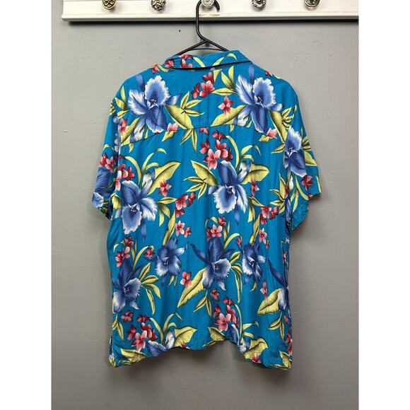 Jane Ashley Shirt Mens 2XL Hawaiian Floral Rayon Button Up Vacation Tropical - Picture 2 of 7